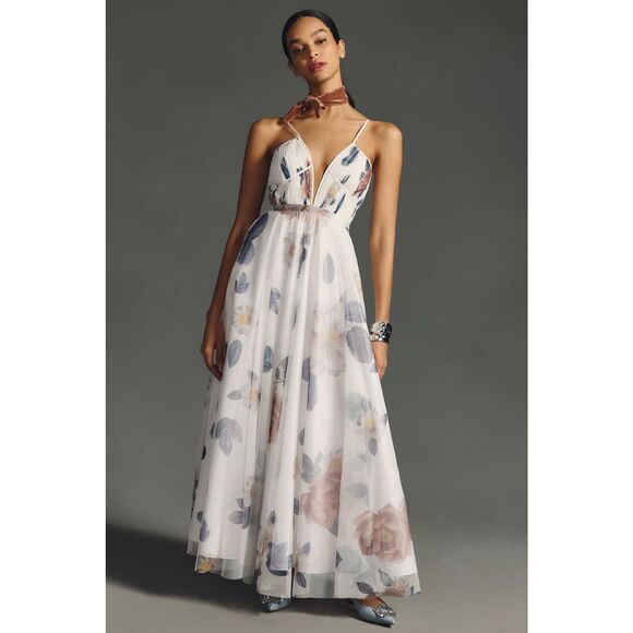 New Anthropologie Geisha Designs V-Neck Corset Tulle Dress Size Large - Picture 1 of 15
